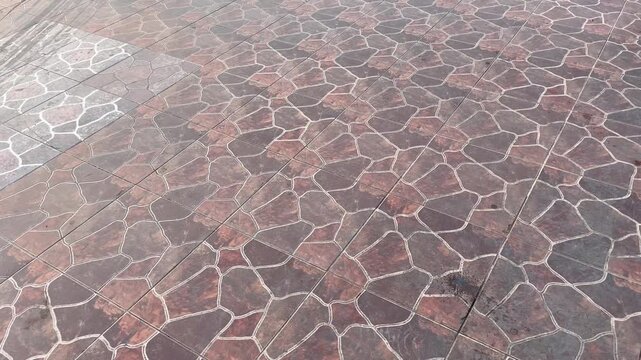 Flagstone Patio Walkway with Sunlight and Shadows
