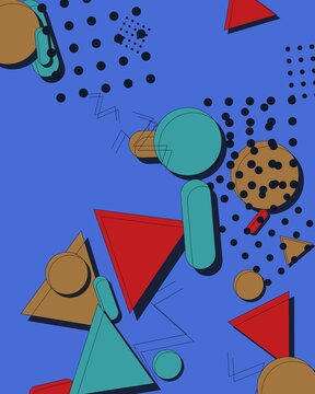 Colorful Memphis Style Abstract Background with Retro 80s Geometric Shapes and Vibrant Design