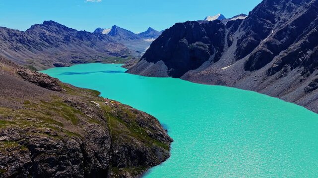 Ala Kul lake yurt camp at high altitude