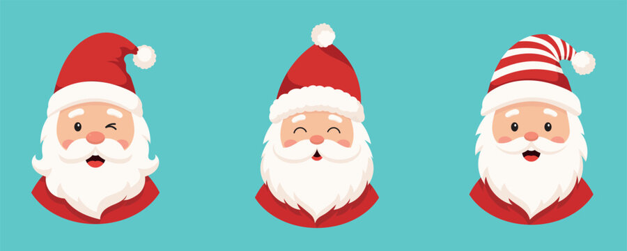 Cute Santa Claus Faces Christmas Collection.