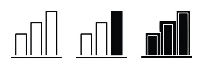 Obraz premium Bar Chart Icons Set, Growth and Data Visualization Graphics, Business Analytics and Statistics Symbols, Simple Line and Solid Fill Vector Illustrations