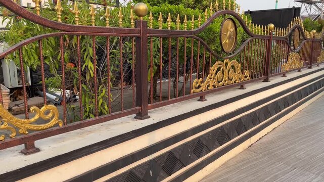 Luxury Wrought Iron Fence with Elegant Golden Ornaments