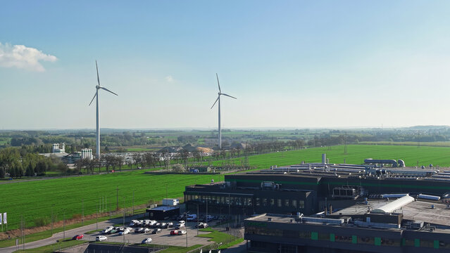 sustainable technology powers a modern factory building