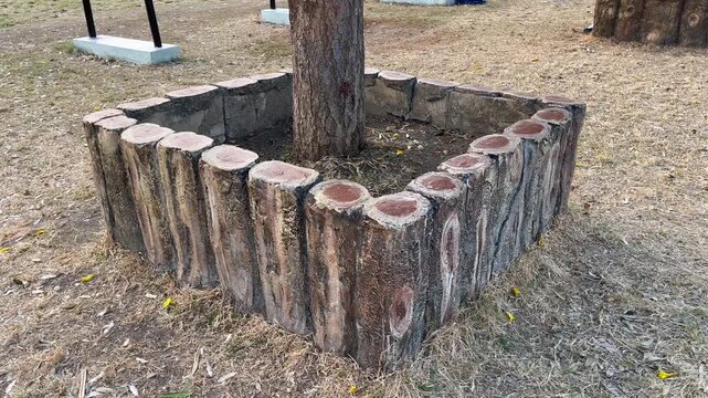 Decorative Log Border for Tree Landscaping