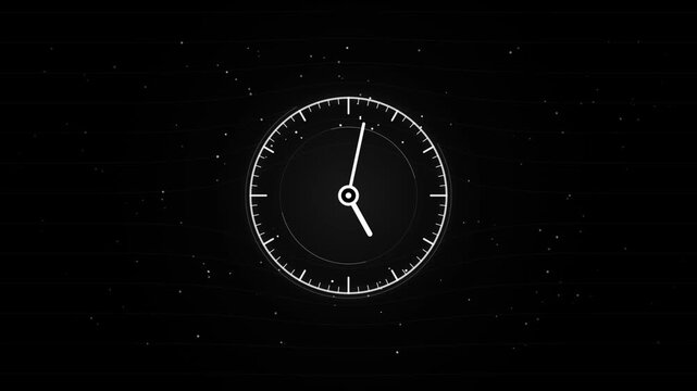 Analog clock spinning animation loop. Clock spinning, watch animation on transparent background. Minimalist clock animation with abstract ticking animation. 4k video