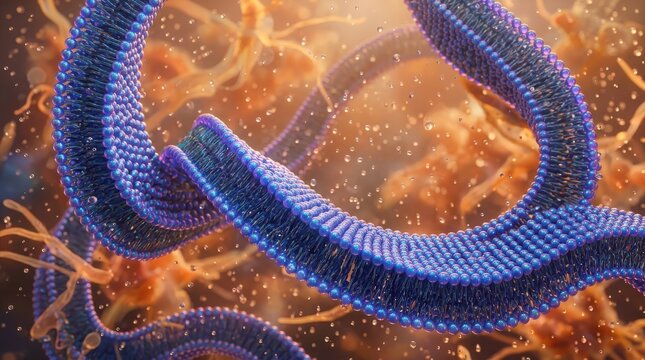 3d rendering of a lipid bilayer membrane