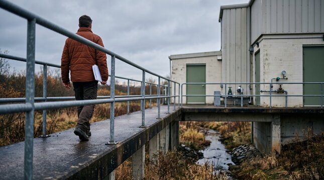 Engineer leaves a low flow hydro operations site
