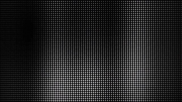 Abstract white halftone dots pattern with flowing light and shadow, modern digital background, suitable for technology, data visualization and motion graphics.