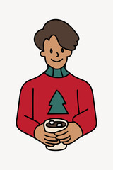 Obraz premium Man with Christmas drink doodle