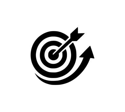 Bullseye Target Arrow Growth Curved Success Icon Vector