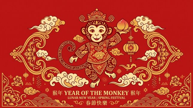 chinese zodiac monkey vector illustration