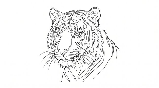 tiger line art portrait