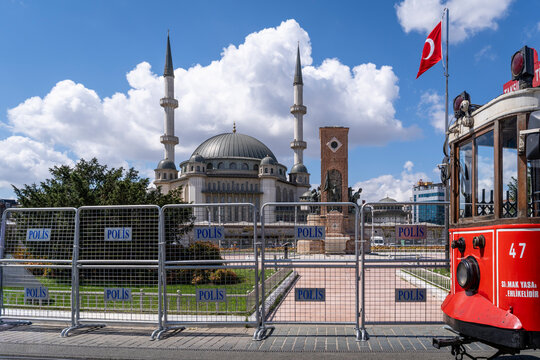  Taksim Square view in Istanbul. Taksim is the main tourist attraction in Istanbul.