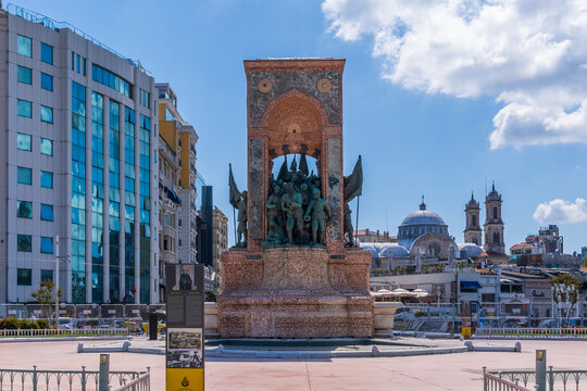  Taksim Square view in Istanbul. Taksim is the main tourist attraction in Istanbul.