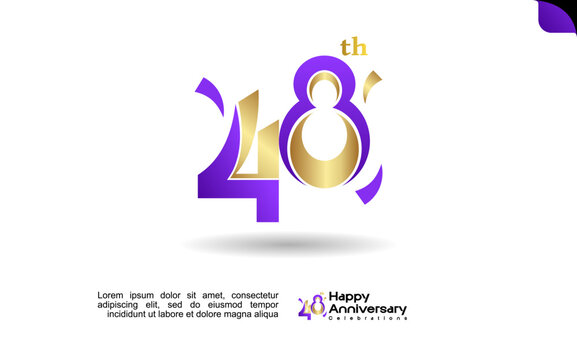 48th happy anniversary celebration logo with elegant purple and gold design on a clean white background