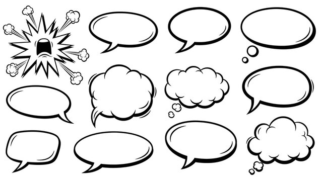 Comic book speech and thought bubbles