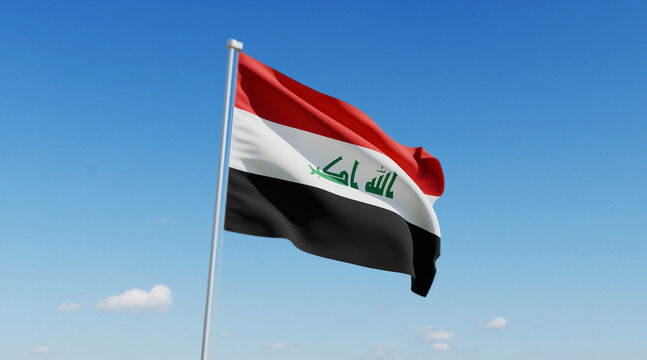 Wavy Iraq Flag and Clear Blue Sky