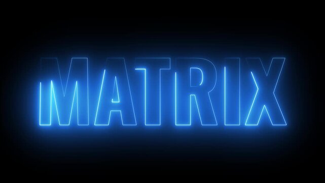Neon matrix-style text display with glowing blue digital effect for sci-fi branding and tech presentations