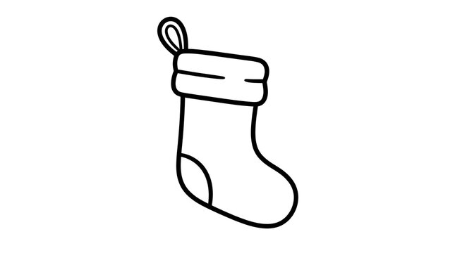 Continuous line drawing of a festive Christmas stocking. Perfect for coloring books, holiday designs, and winter celebrations.