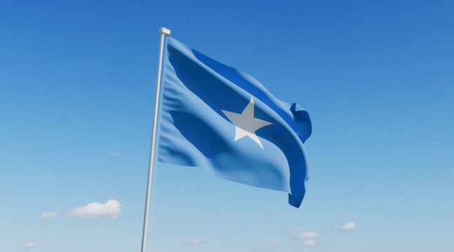 Wavy Somalia Flag and Clear Blue Sky
