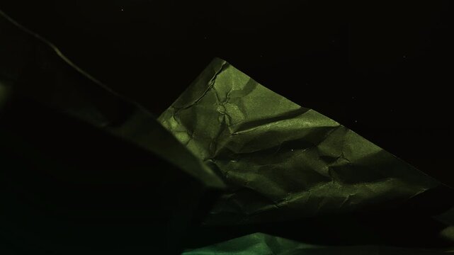 Abstract Geometric Structure Lit by Green Light in Dark Space.