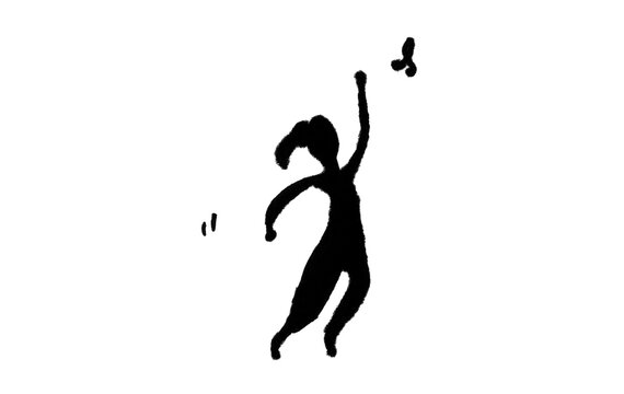 Hand-Drawn Silhouette Reaching for Butterfly Doodle Brush Set for Photoshop & Illustrator