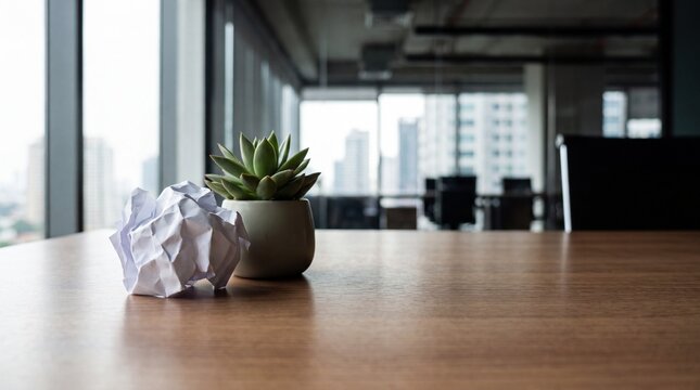 Crumpled Corporate Contract on Executive Desk for Business Ethics Presentation