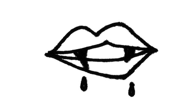 Hand-Drawn Vampire Lips with Fangs Doodle Brush Set for Photoshop & Illustrator