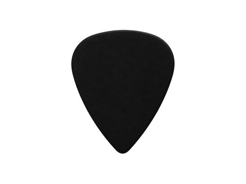 Black guitar pick lies isolated on transparent background