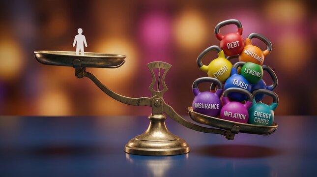 Balancing scale of financial burdens: debt, inflation, taxes, insurance, energy crisis