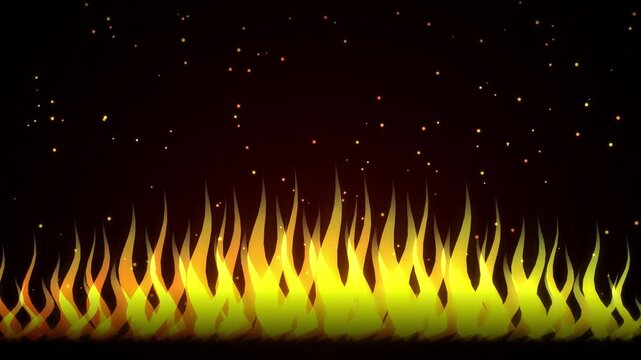 Bright yellow digital fire flames rising from the bottom with glowing sparks video