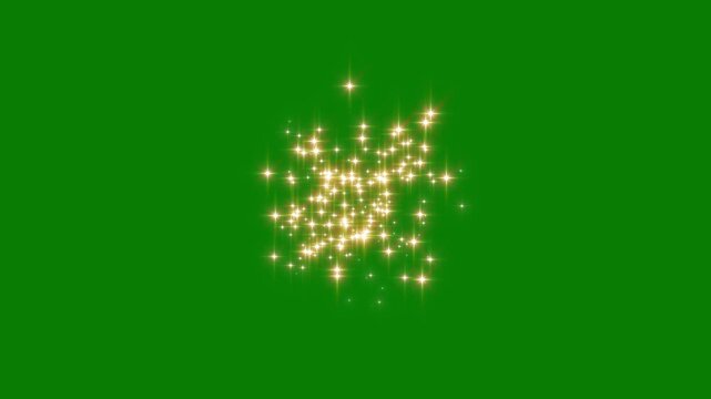 Twinkling glitter stars line animation with magic sparkle trails, white doodle stars, fairy dust bursts, glowing light lines, luxury shimmer particles, green background, loop 4k