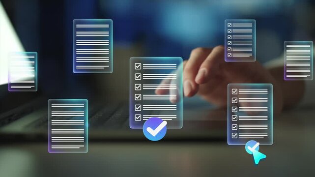  Artificial intelligence, check electronic documents on digital documents on virtual screen Document Management System
