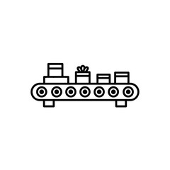 Fototapeta premium Conveyor Belt with Packages and Gift Boxes Icon