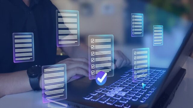  Artificial intelligence, check electronic documents on digital documents on virtual screen Document Management System
