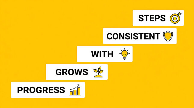Progress grows with consistent steps inspirational business concept banner