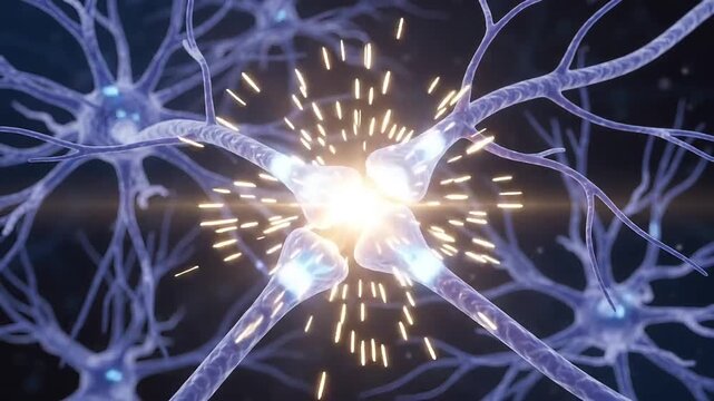 Neurons Transmitting Electrical Signals and Firing Synapses in Brain
