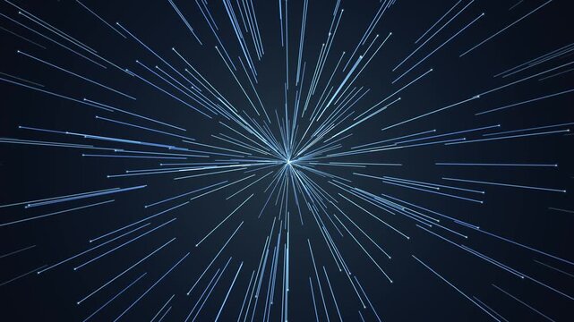 Abstract light speed warp tunnel effect, hyperspace travel background, animation