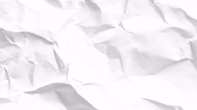 Abstract white crumpled paper texture background with soft shadows.