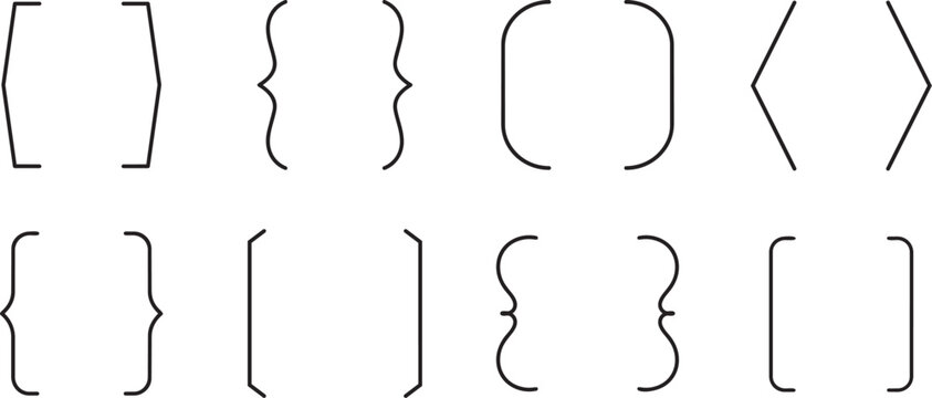 Vector illustration set of hand-drawn punctuation marks, featuring square, curly, and round brackets with quotation marks on a white background.png
