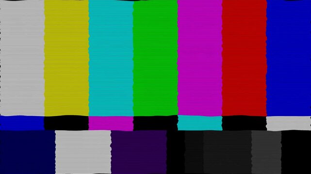Digital television test pattern with signal interference and color bars