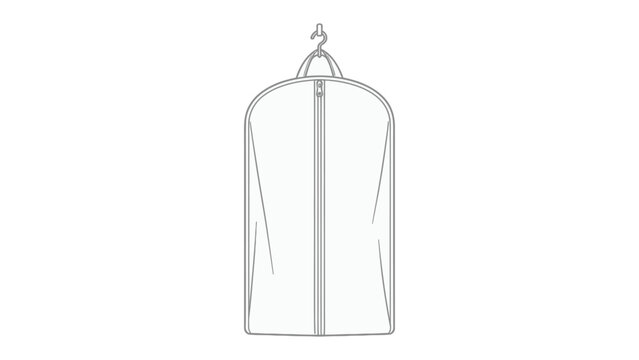 Garment Bag Icon: A simple, clean illustration of a garment bag with a zipper and hanger, ready for storage or travel.