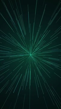 Abstract teal light streaks background, hyperspace warp speed motion effect