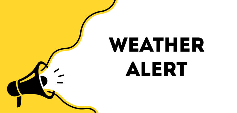 Weather Alert banner, severe weather warning, storm notification, emergency information, public safety, communication, megaphone, vector illustration