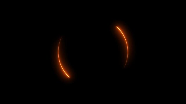 Glowing neon orange color circle frame with loading bar icon animation eclipse rotation circular processing reset refresh uploading icon on black background	