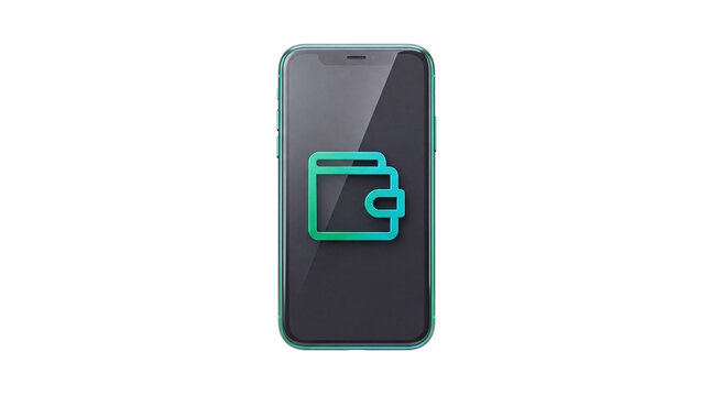 Digital wallet app on smartphone screen png solated on transparent background
