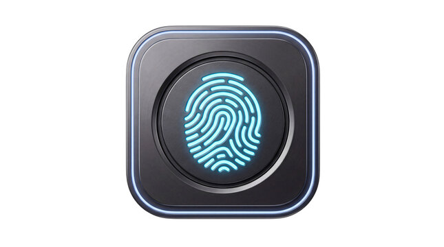 Glowing fingerprint scanner biometric png solated on transparent background