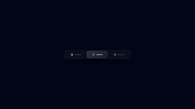 Seamless loop 3D glassmorphism agile project management kanban sprints backlog navigation menu animation