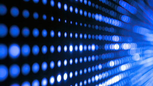 Abstract perspective of glowing blue dots receding into the distance
