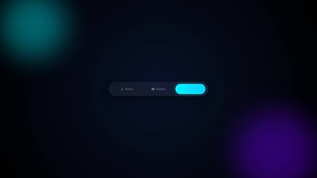 Seamless loop 3D glassmorphism media entertainment music movies apps navigation menu animation
